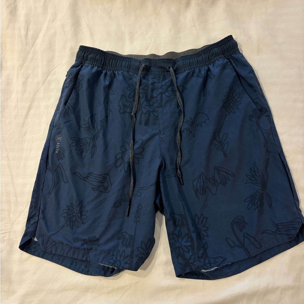 Roark Serrano Run Amok Navy Patterned Swim Board Shorts